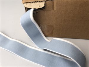 Luksus elastik - sart gråblå med hvid kant, 26 mm